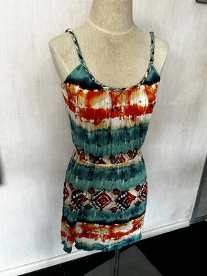 NWT Soprano Nordstrom Orange Green Aztec Dress-S-$64 - Image 1 of 4