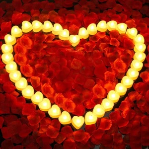 3000Pcs Rose Petals with 36Pcs LED Tea Lights Candles Rose Petals for Romantic - Picture 1 of 6