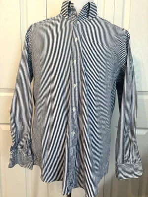 Vintage Nordstroms Classic Blue & White Striped Men’s 17.5 X 35 LS Dress Shirt - Image 1 of 4