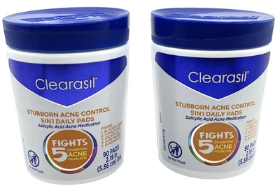 ( 2)Clearasil Fights 5合1日常清洁垫顽固痤疮控制90ct/Pk — 第 1/4 张图片