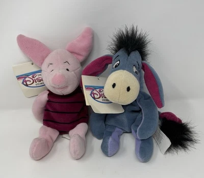 RETIRADO The Disney Store Mini Bolsa de Frijoles PIGLET 8" y Eeyore Gorro Juguete de Peluche Nuevo con Etiquetas Foto 1 de 4