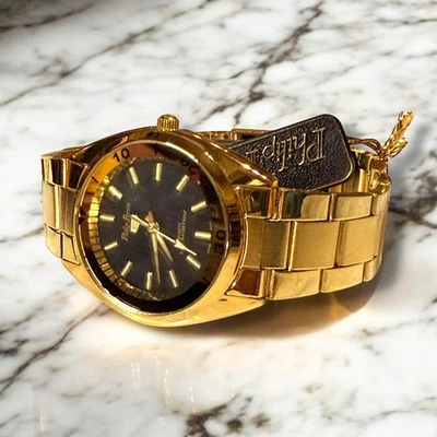 NOS Philip Persio 5 Watch Mens Stainless Steel Gold Tone Quartz NO BOX - Image 1 of 4
