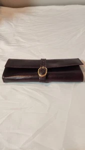 Vintage Clutch Pflaume Lila Leder Ausrollbar Reise Accessoires - Bild 1 von 4