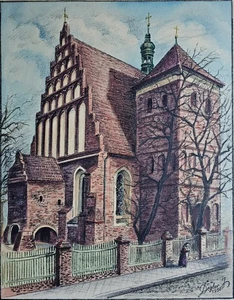 Vintage Jurand Degler Druck - Kirche St. Martin & St. Nikolaus, Bydgoszcz - Bild 1 von 4