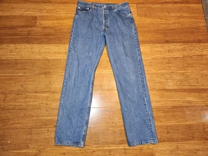 VTG Levi's 501 Blue Denim Jeans Men's 36x34 (Fits 35x33) Distressed 90s USA - Picture 1 of 15