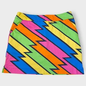 Loudmouth Golf Skort Captain Thunderbolt Rainbow Size 8 Cotton Sport Skirt Short - Picture 1 of 8