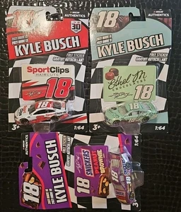Menge 3 Kyle Busch #18 NASCAR Authentics 1/64 Druckguss versiegelt ungeöffnete Autos NEU! - Bild 1 von 15