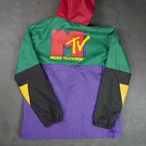 MTV Music Television Jacket Mens 2XL Windbreaker Colorblock 2020 Green Black Pur - Picture 1 of 15