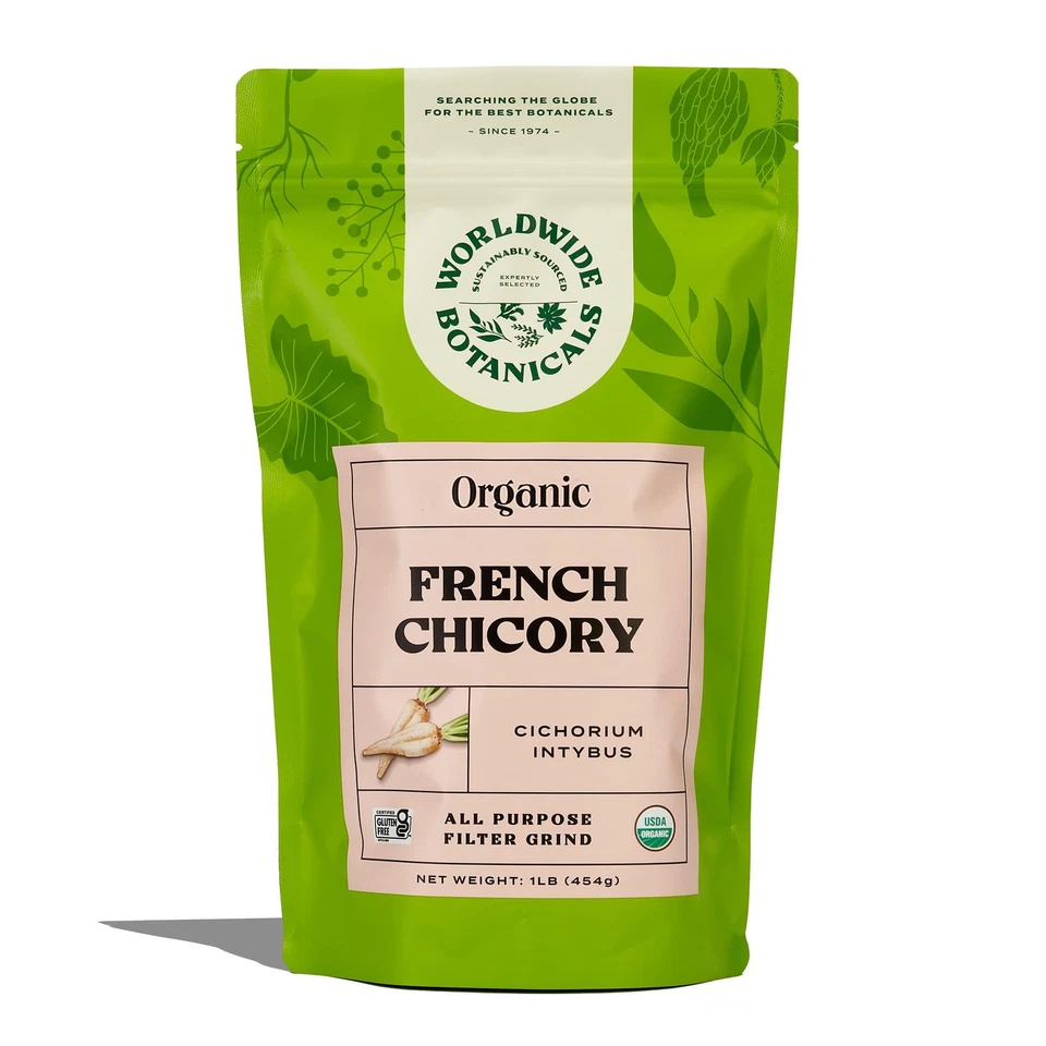 Worldwide Botanicals Organic French Chicory Root Coffee Substitute Dark Roast