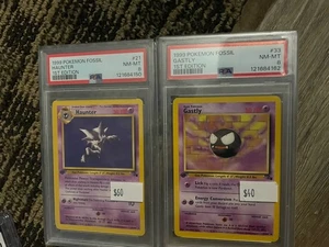 1st Edition Haunter and Gastly Pokemon Base Set 1999 PSA 8 For Both Non Holo - Picture 1 of 5