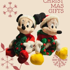 Mickey AndMinnie Christmas Lighted, Animated,and Musical  10" H Battery Operated - Picture 1 of 5