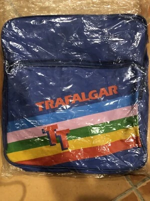 Trafalgar 1970s Blue Rainbow Bag Duffel Travel Backpack Shoulder Overnight Retro - Image 1 of 4