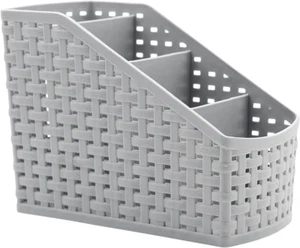 Aufbewahrungskorb, Kosmetikbox Organizer, Kunststoff Aufbewahrungsbox Schreibtisch 4 Gitter Sub-Gr - Bild 1 von 6