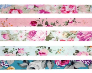 Cotton bias 1 cm x 1 m pastel flowers 5 pieces - Picture 1 of 2
