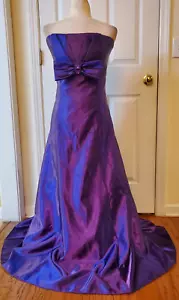 VTG Jessica McClintock Gunne Sax Purple Satin Strapless Prom Party Dress Size 13 - Picture 1 of 12