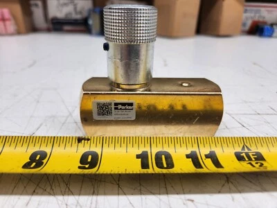 Parker F800B 1/2" NPT Hydraulic In-Line Flow Control Valve 15gpm 2000psi Brass - Image 1 of 3