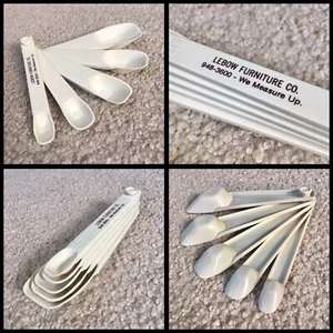 Vintage Lebow Furniture Co. Plastic Measuring Spoon Set of 5 - Royersford, PA - Picture 1 of 12