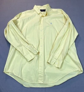 Ralph Lauren Shirt Large Yellow Blue Pony Cotton Dress Mens Classi Fit Oxford - Picture 1 of 17