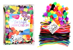 Mini Craft Kit Set 500 pieces included pipe cleaners pompoms wiggle eyes Edukit - Picture 1 of 6