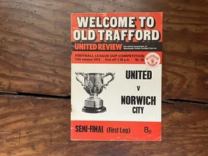 Manchester Utd v Norwich City 1975 League Cup Semi Final 1st Leg with Token - Picture 1 of 2