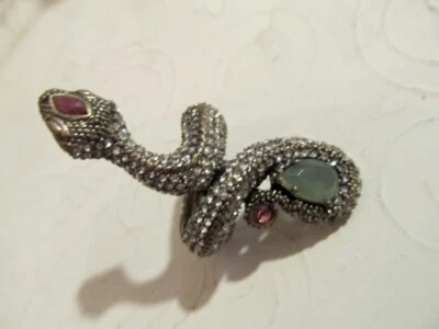 Anillo ancho LUCKY YOU Goldstone latón estrás piedra semipreciosa serpiente 7,5 Foto 1 de 4