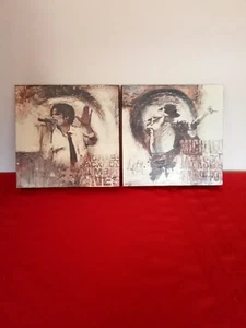 2 Pieces MICHAEL JACKSON Poster Photo Painting Artwork on CANVAS Wall Art 10x10" - Picture 1 of 12