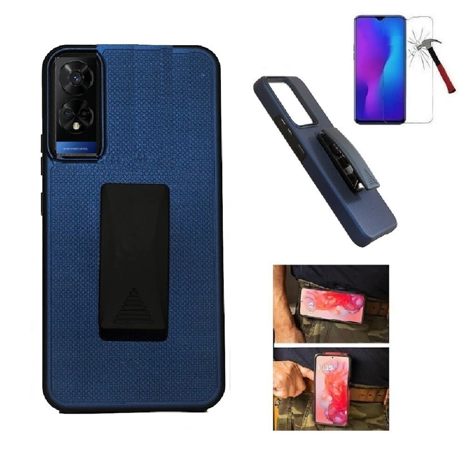 Para TCL 50XE 5G, Estuche con Clip de Cinturón Giratorio 360 Grados a Prueba de Golpes + Vidrio Templado Foto 1 de 1