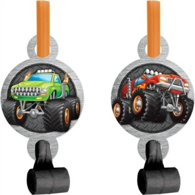 Monster Truck Rally Blowouts with Medallion 8 Pack Paper Kids Birthday Favors - Изображение 1 из 2