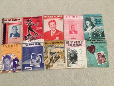 Lot Of 10 Vintage Early-Mid 1900’s Movie/Sheet -Music Sheets Assorted Names - Image 1 of 4