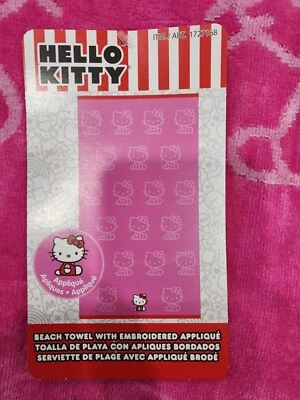SANRIO HELLO KITTY BEACH TOWEL WITH EMBROIDERED 100% COTTON 34 in x 63 in NWT - Image 1 of 4