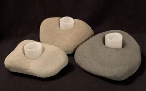 Set of 3 Earth Lights Rock Votive Candles Franco Vecchio Studio Collection - Picture 1 of 9