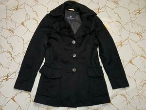 Cappotto donna Aquascutum nero in morbida lana taglia 14 Large - Foto 1 di 9
