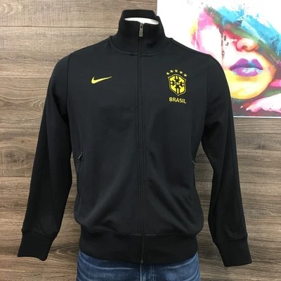 Chaqueta deportiva vintage Y2K Nike Brasil fútbol negra para hombre grande con cremallera Foto 1 de 4