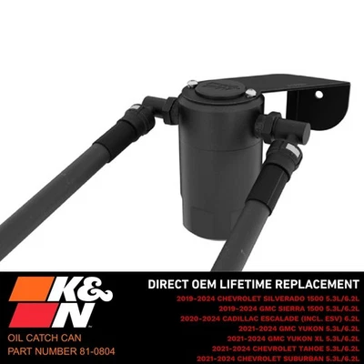 K&N Oil Catch Can Seperator for 2019-2024 Silverado & Sierra 1500 V8 6.2L/5.3L - Image 1 of 4