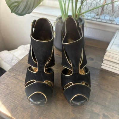 Baby Phat Y2K Lana Women's 9 Black Pump Suede Heel Comfort Casual Peep Toe - Image 1 of 4