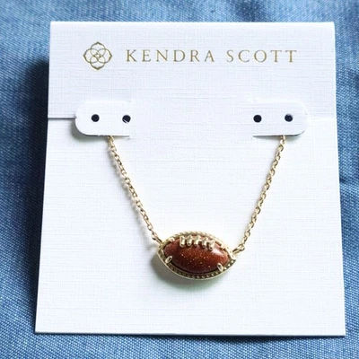 Kendra Scott Orange Goldstone Football Short Pendant Necklace Gold - Image 1 of 2