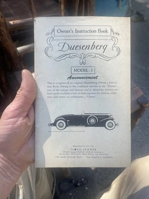 Инструкция владельца Duesenberg - модель J, переиздание FLOYD CLYMER 1951 года - Изображение 1 из 3