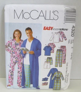 McCall's 4320 Robe, Tops, Shorts & Pants Misses/Men's/Teens L,XL Pattern Uncut - Picture 1 of 3