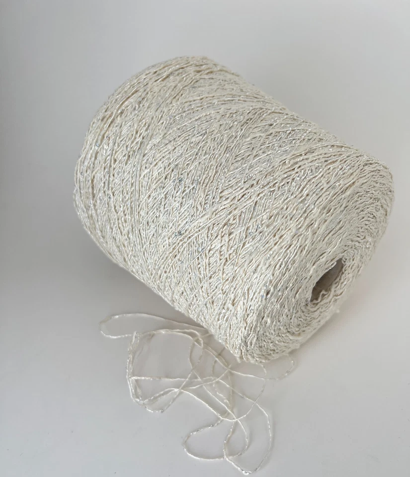 Cotton with Lurex micro sequins yarn on cone, per 100g (3.52oz) - Image 1 of 4