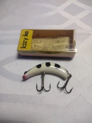 Vintage Lazy Ike KL-1 BLR White W/Black Spots Fishing Lure In Original Box - Image 1 of 4