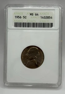 1956 ANACS Seifendose MS64 - Jefferson Nickel - Bild 1 von 4
