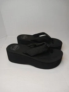 Sandali infradito Reef Sandy Hi Platform neri donna taglia 8 nuovi senza etichette - Foto 1 di 6