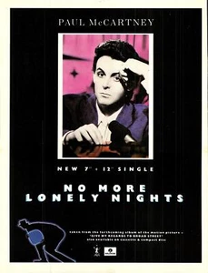 1984 Werbung für PAUL McCARTNEY Single "No More Lonely Nights" Print Ad Ephemera - Bild 1 von 1