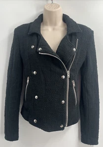 Chaqueta corta IRO para mujer doble pecho Avery SPE tejida negra moto talla 34 - Imagen 1 de 14