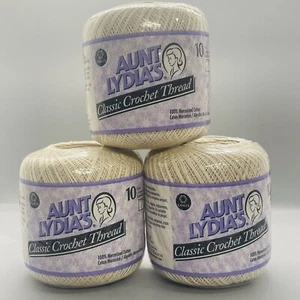 Aunt Lydia's Classic Crochet 100% Mercerized Cotton Thread Size 10 ECRU 3 pack - Picture 1 of 10