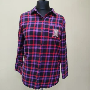 Savage Fenty Talla Grande Manga Larga Púrpura Cuadros Camisa Abotonada Bolsillo Mujer - Imagen 1 de 14