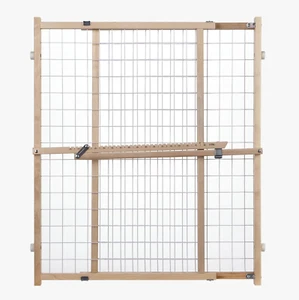 Extra Wide Wire Mesh Wooden Baby Gate: 29.5"-50" Wide. Pressure Mounted Baby Gat - Picture 1 of 3