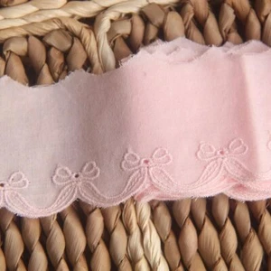 Bowknot Eyelets Embroidery Cotton Trim Scallop Cotton Lace for Doll Clothes - Picture 1 of 15