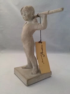 Vintage 1978 Ton Skulptur von Austin Prod. Kind mit spirituellem Stick 9x6,5x4 - Bild 1 von 12