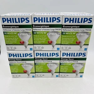 Box Of (6) Philips CFL Bulb 20W=75W Par38 Dimmable- Last 7 Years! Energy Saver! - Picture 1 of 8